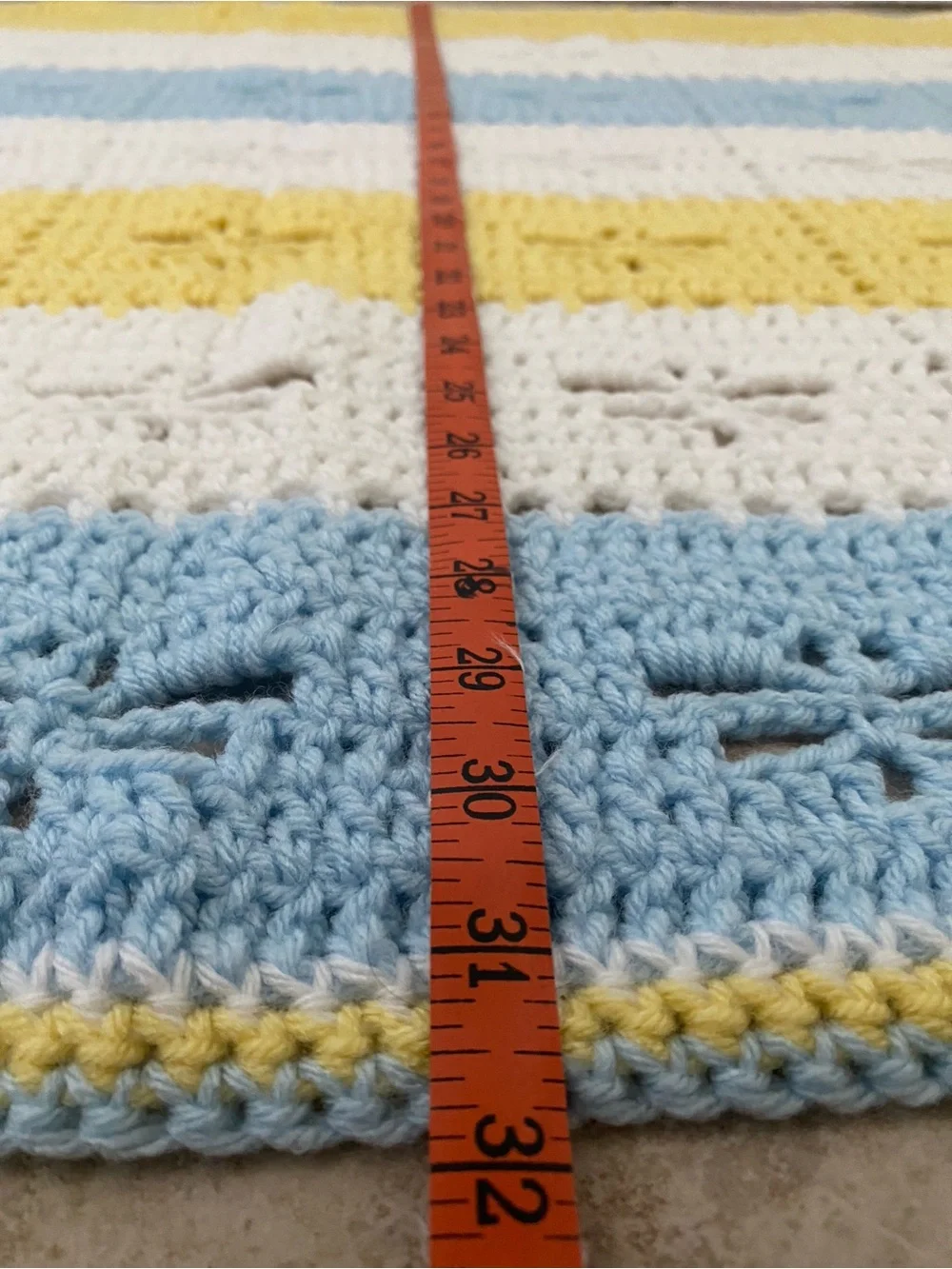 Handmade Yellow, White & Blue Dragonfly Crochet Baby Blanket